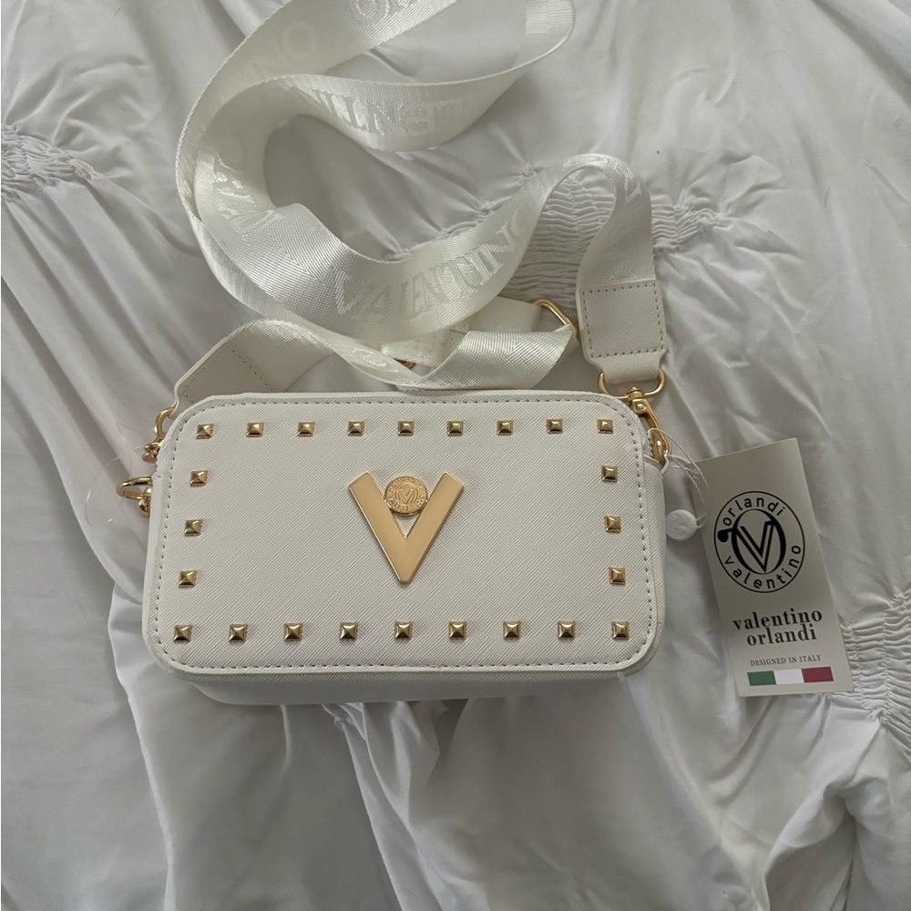 Valentino White Studded Crossbody Bag